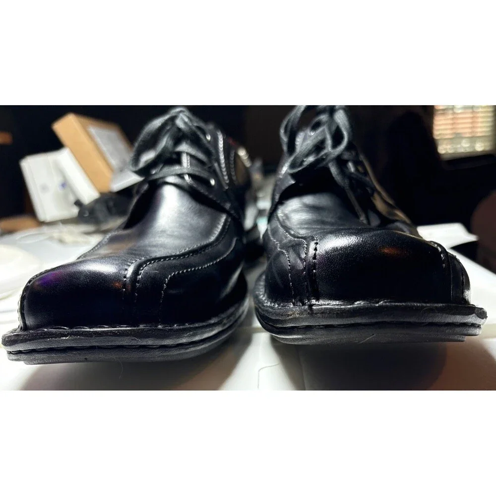 Clarks Wave Lace Men's Dress Shoes Size 11 1/2 Black Leather Square Toe Oxfords